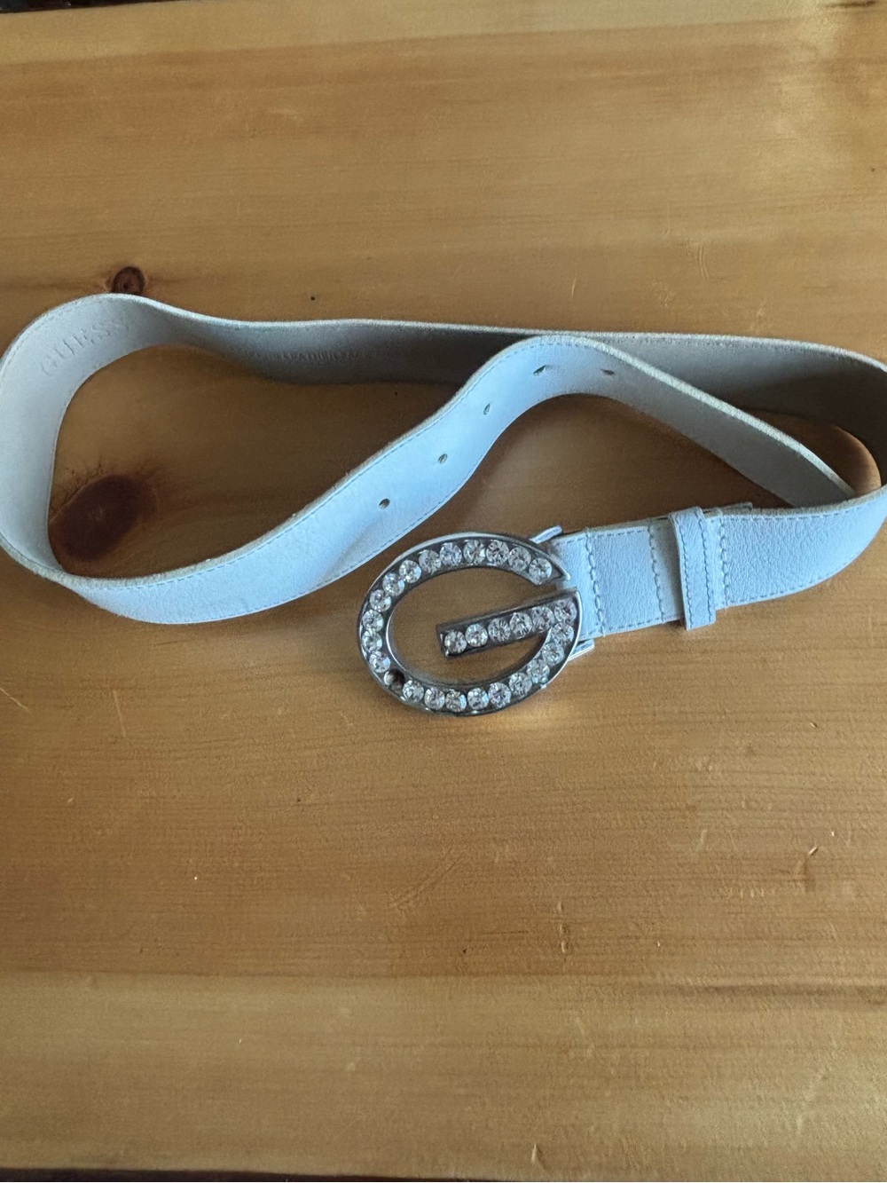 4 for $30- Vintage Guess Rhinestone Buckle Faux Leather Belt- Missing 1 Stone